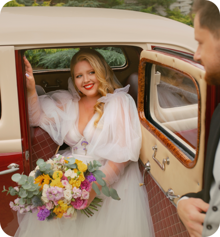 Vintage wedding car showcase